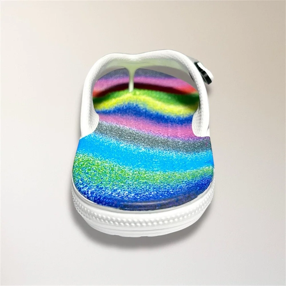 NWT Crocs Classic Flip Rainbow White Spray Tie Dye Sandals Men's 4 Beach Travel
